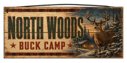 Northwoods Buck Club 7 x 16 pine wood sign by Sawyer's Mill