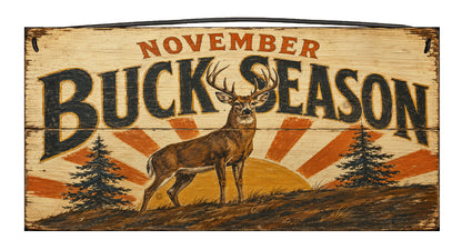 November Buck Season 7 x 14 rustic deer hunting wood sign