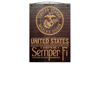 USMC Oath and Semper Fi Licensed Wood Sign, 7×10