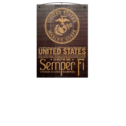 USMC Oath and Semper Fi Licensed Wood Sign, 7×10