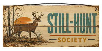 Still Hunt Society 7 x 16 rustic deer hunting wood sign