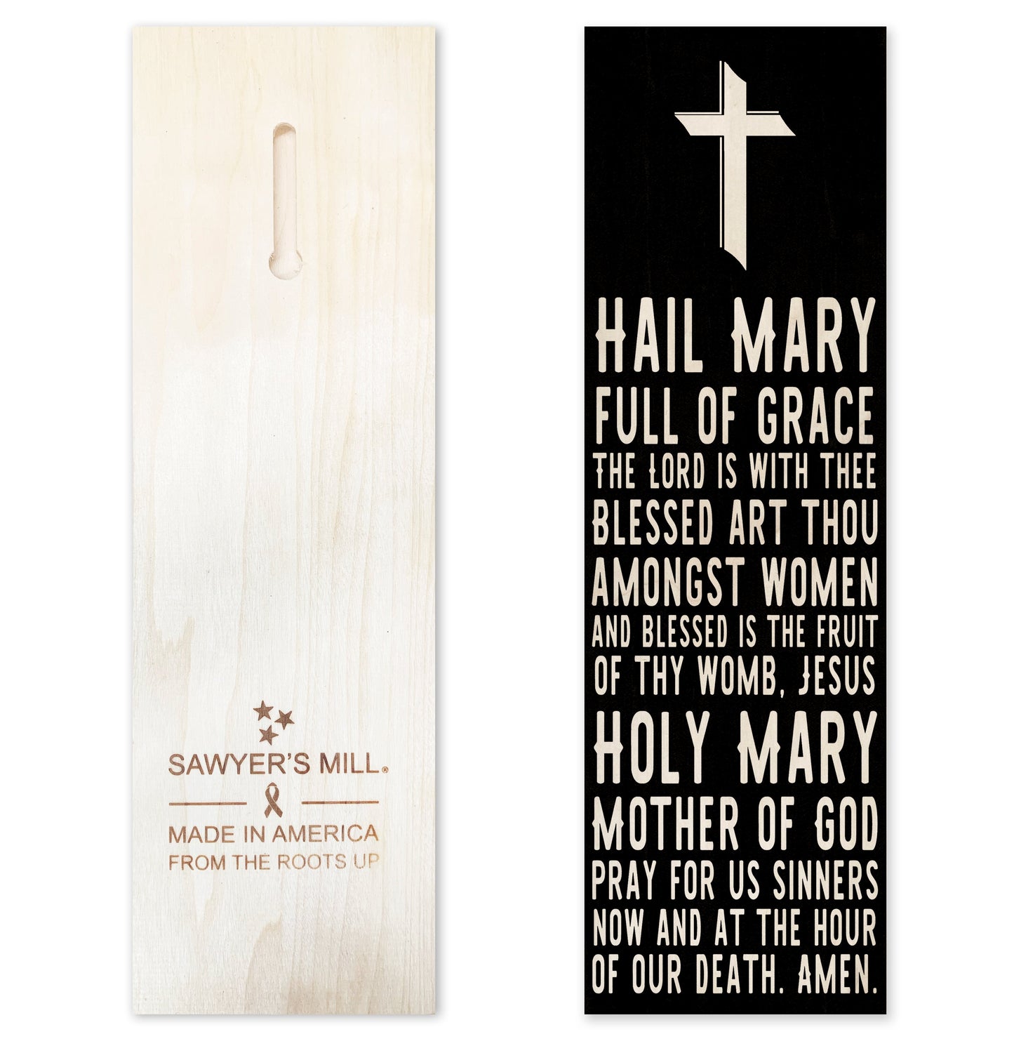 Hail Mary Prayer Wood Sign, 4×12 solid aspen