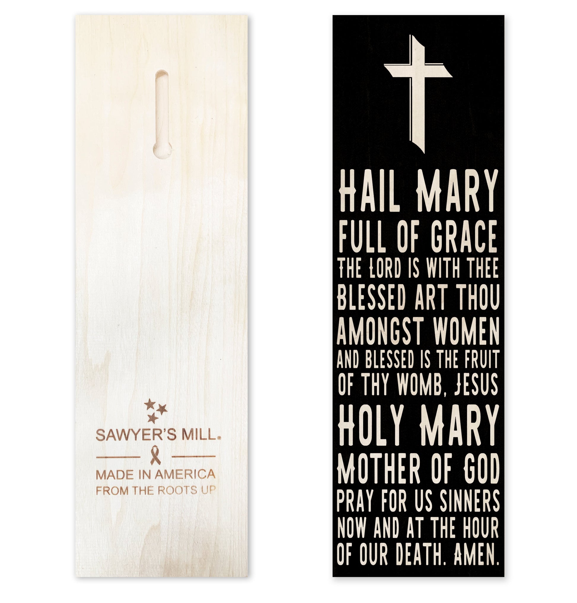 Hail Mary Prayer Wood Sign, 4×12 solid aspen