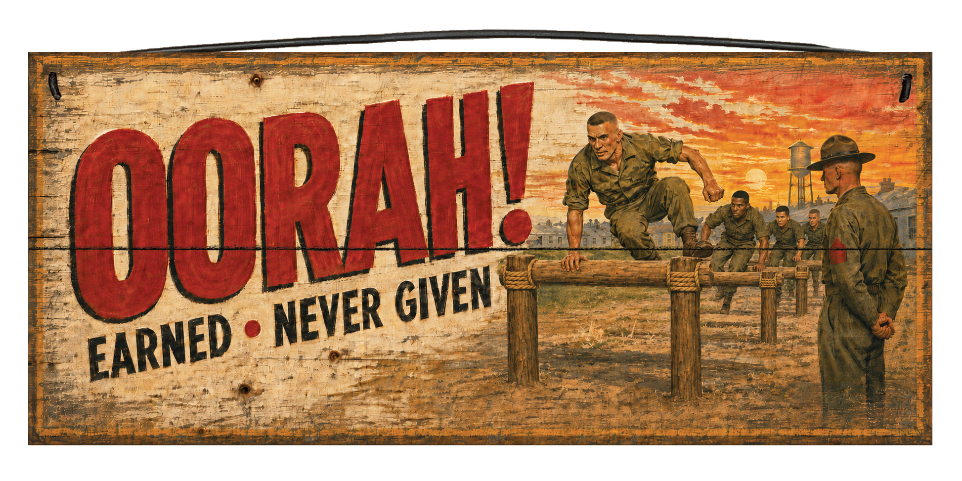 Oorah Earned Never Given officially licensed Marine Corps wood sign