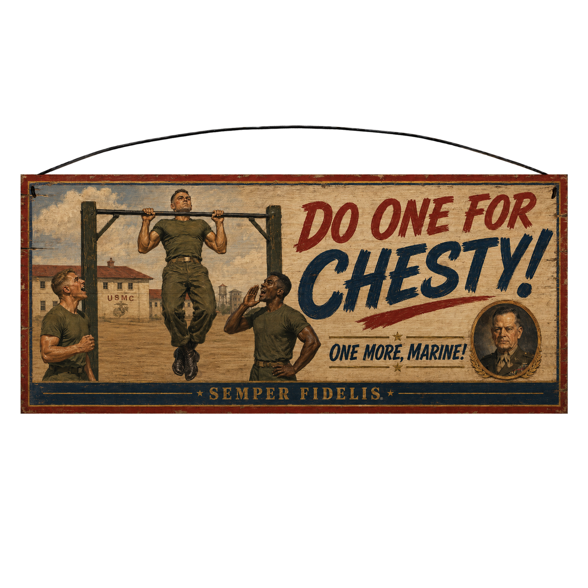 Do One for Chesty USMC wood sign, 7 x 16 inch pine, officially licensed