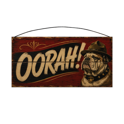Chesty USMC Bulldog OORAH officially licensed wood sign, 7 × 14