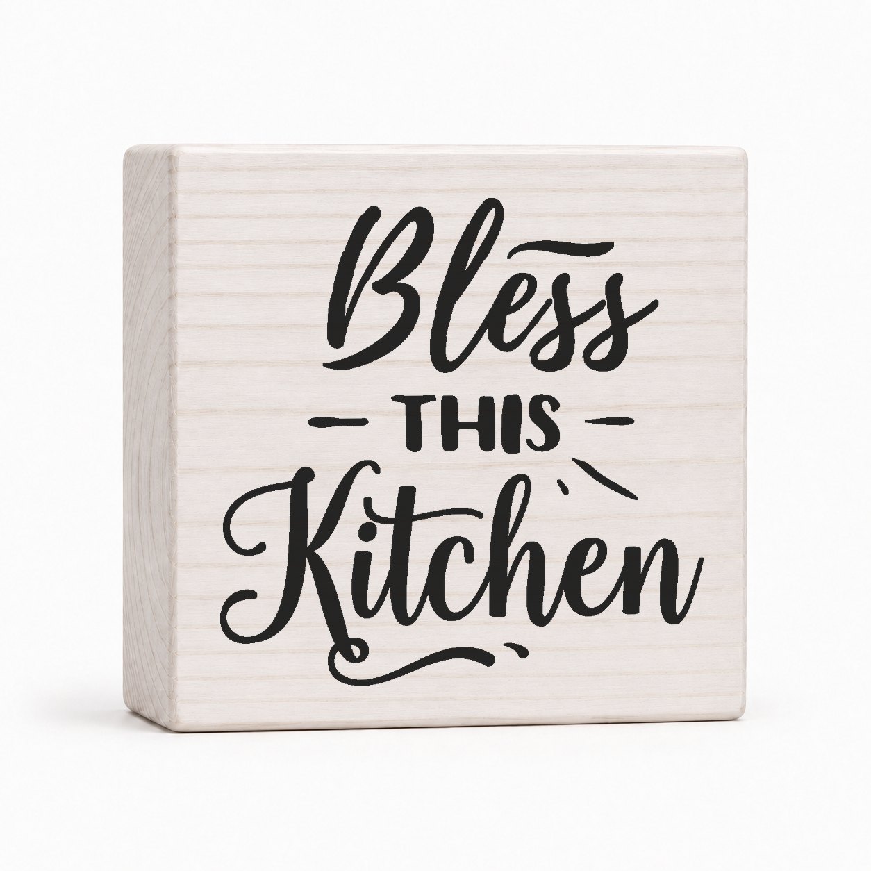 Bless This Kitchen 4x4 wood block sign by Sawyer's Mill