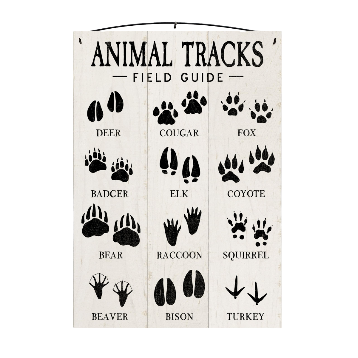 Animal Tracks Field Guide Wood Sign, 7×12
