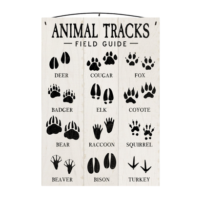 Animal Tracks Field Guide Wood Sign, 7×12