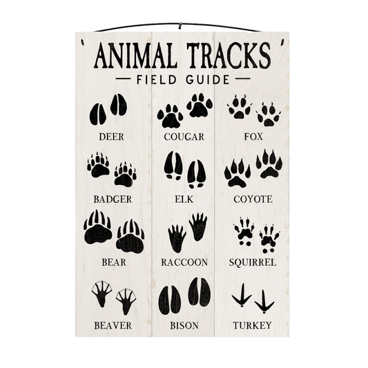 Animal Tracks Field Guide Wood Sign, 7×12