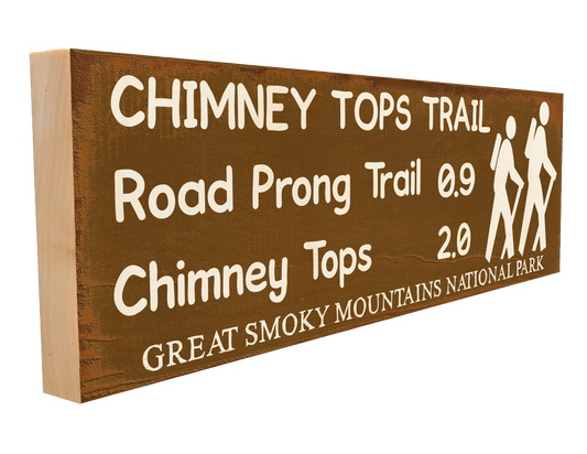 Great Smoky Mountains Chimney Tops Trail Marker Wood Sign