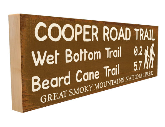 Great Smoky Mountains Cooper Road Trail Marker Wood Sign