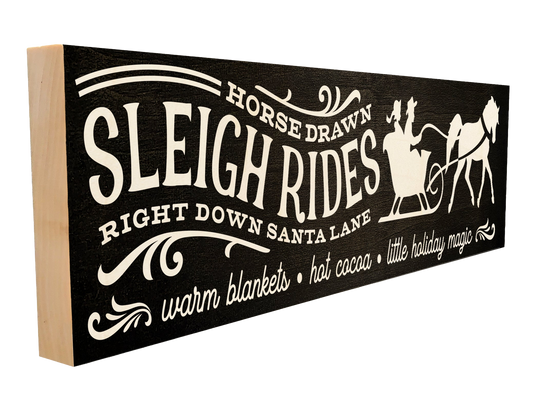 Sleigh Rides Wood Sign, 4×12