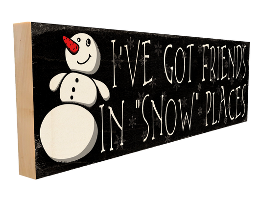 Friends in Snow Places Wood Sign, 4×12