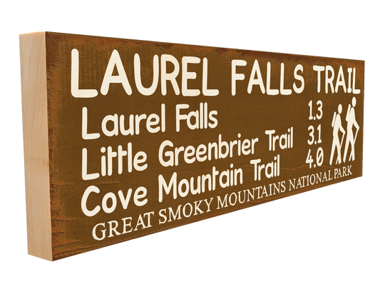 Great Smoky Mountains Laurel Falls Trail Marker Wood Sign