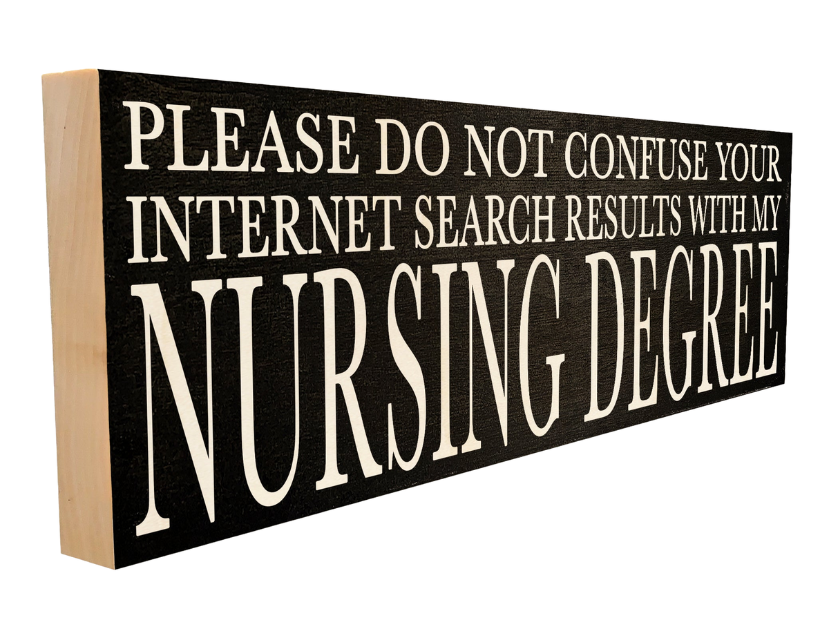Nursing Degree Wood Sign, 4×12 on white background