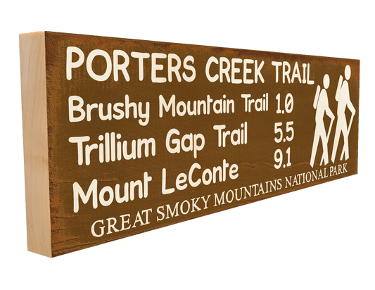 Great Smoky Mountains Porters Creek Trail Marker Wood Sign