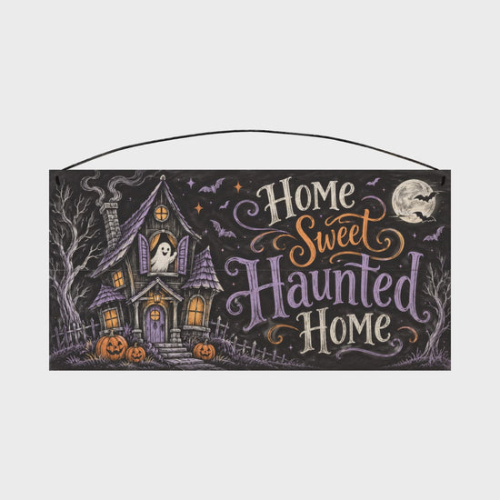 Home Sweet Haunted Home 7x14 wood sign, rotation video