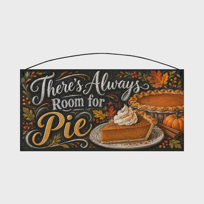 There's Always Room for Pie Pumpkin Pie Chalkboard Wood Sign, 7×14