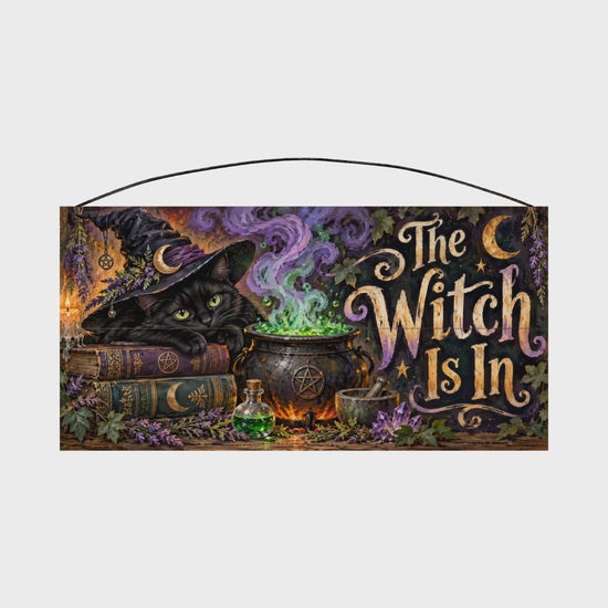 The Witch Is In 7x14 wood sign, rotation video