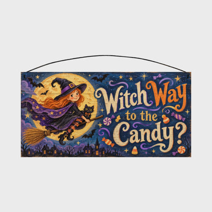 Witch Way to the Candy 7x14 wood sign, rotation video