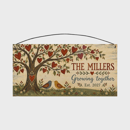 Personalized Growing Together Wood Sign – Custom Family Name, 7×14