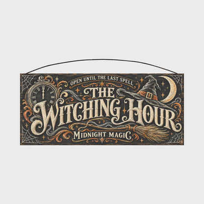 The Witching Hour Midnight Magic Wood Sign, 7×16