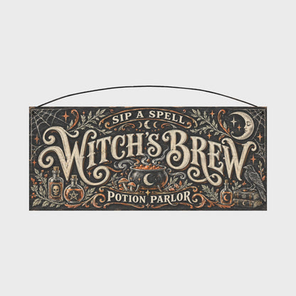 Witch's Brew Potion Parlor Wood Sign, 7×16