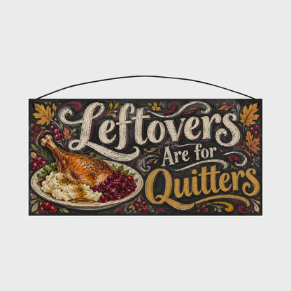 Leftovers Are for Quitters Funny Thanksgiving Wood Sign, 7×14