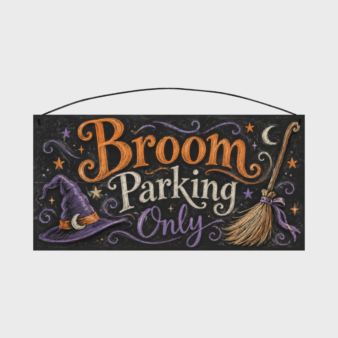 Broom Parking Only 7x14 wood sign, rotation video