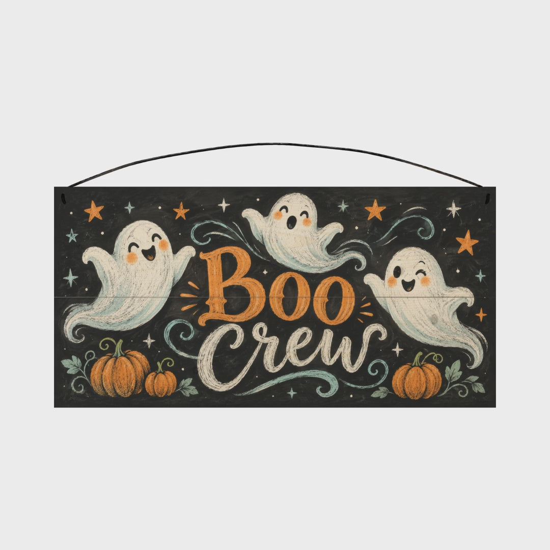 Boo Crew 7x14 wood sign, rotation video
