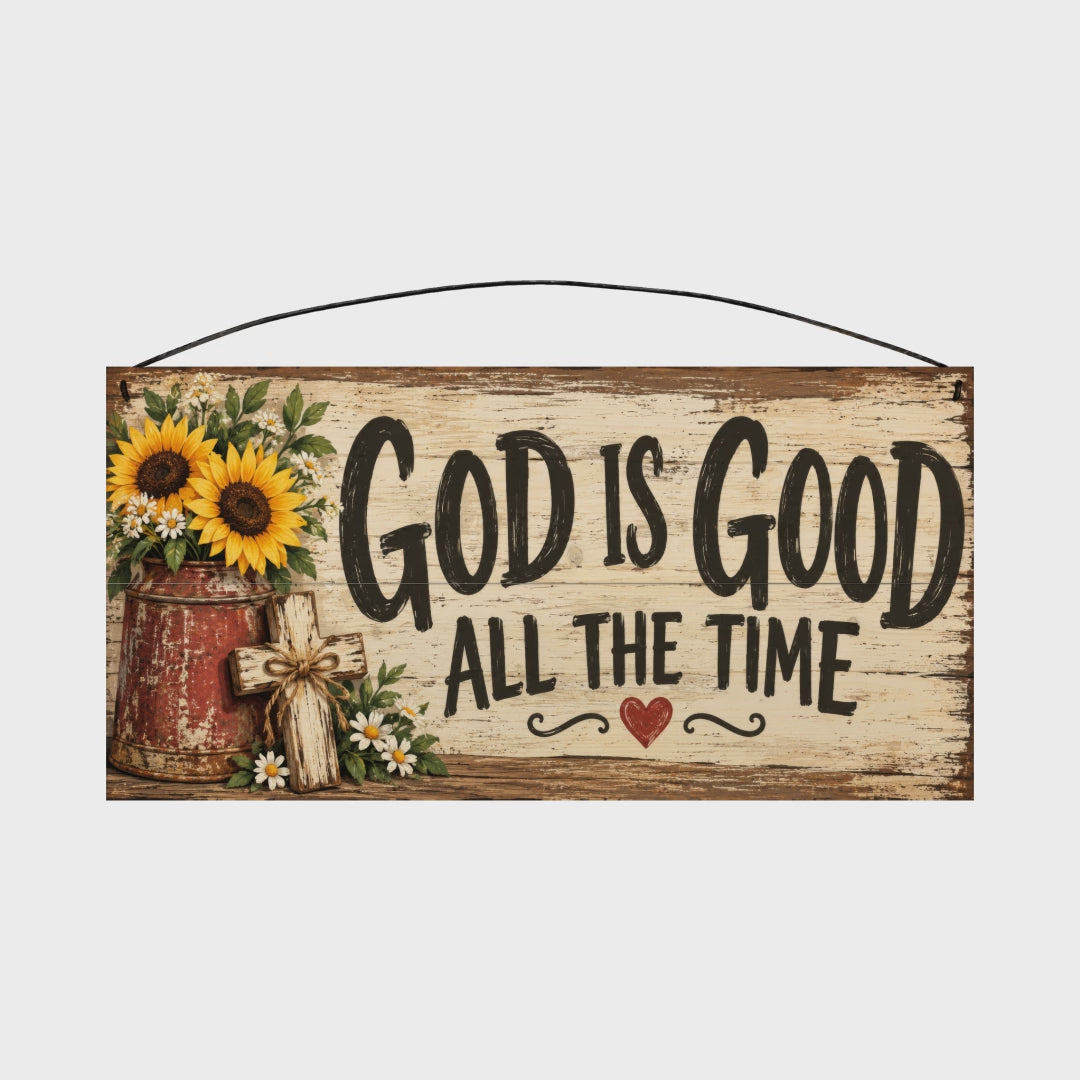 God Is Good All the Time 7x14 wood sign rotating front to back