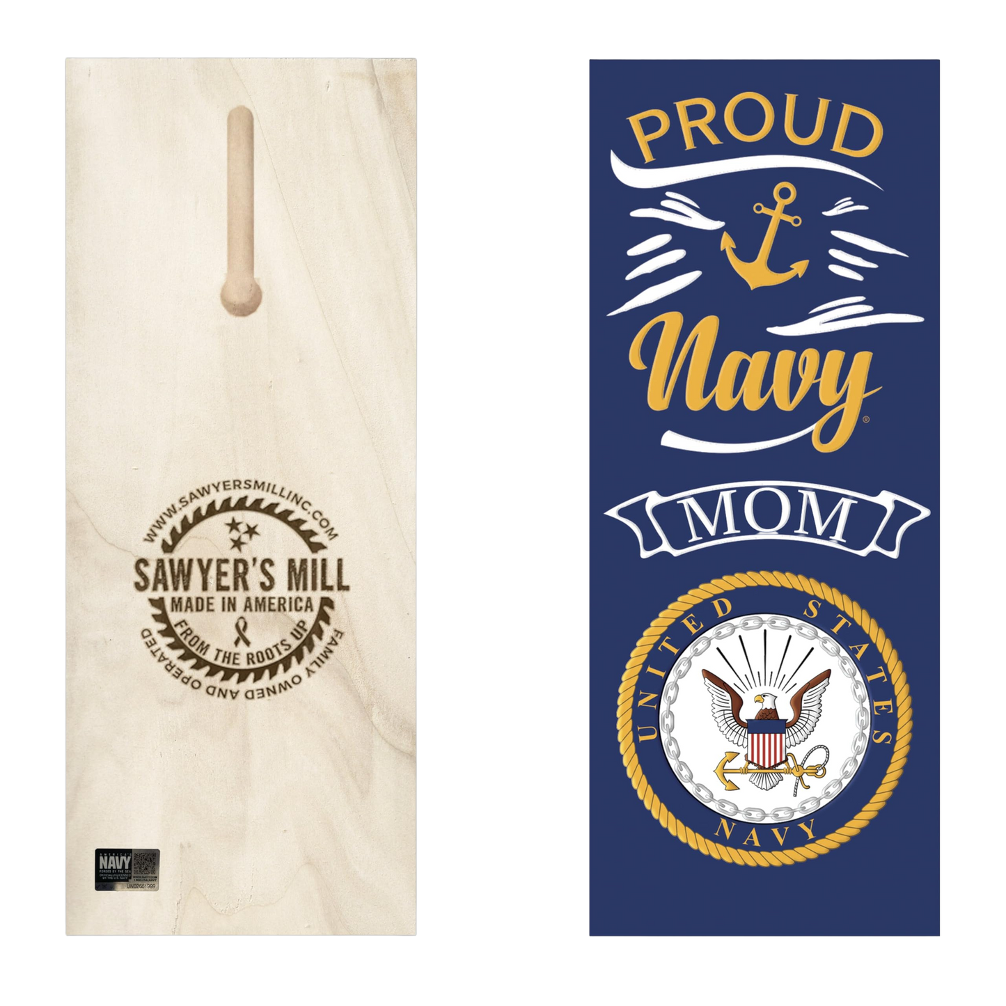 Proud Navy Mom - Officially Licensed - Emboss Printed 4x8 Real Wood Sign