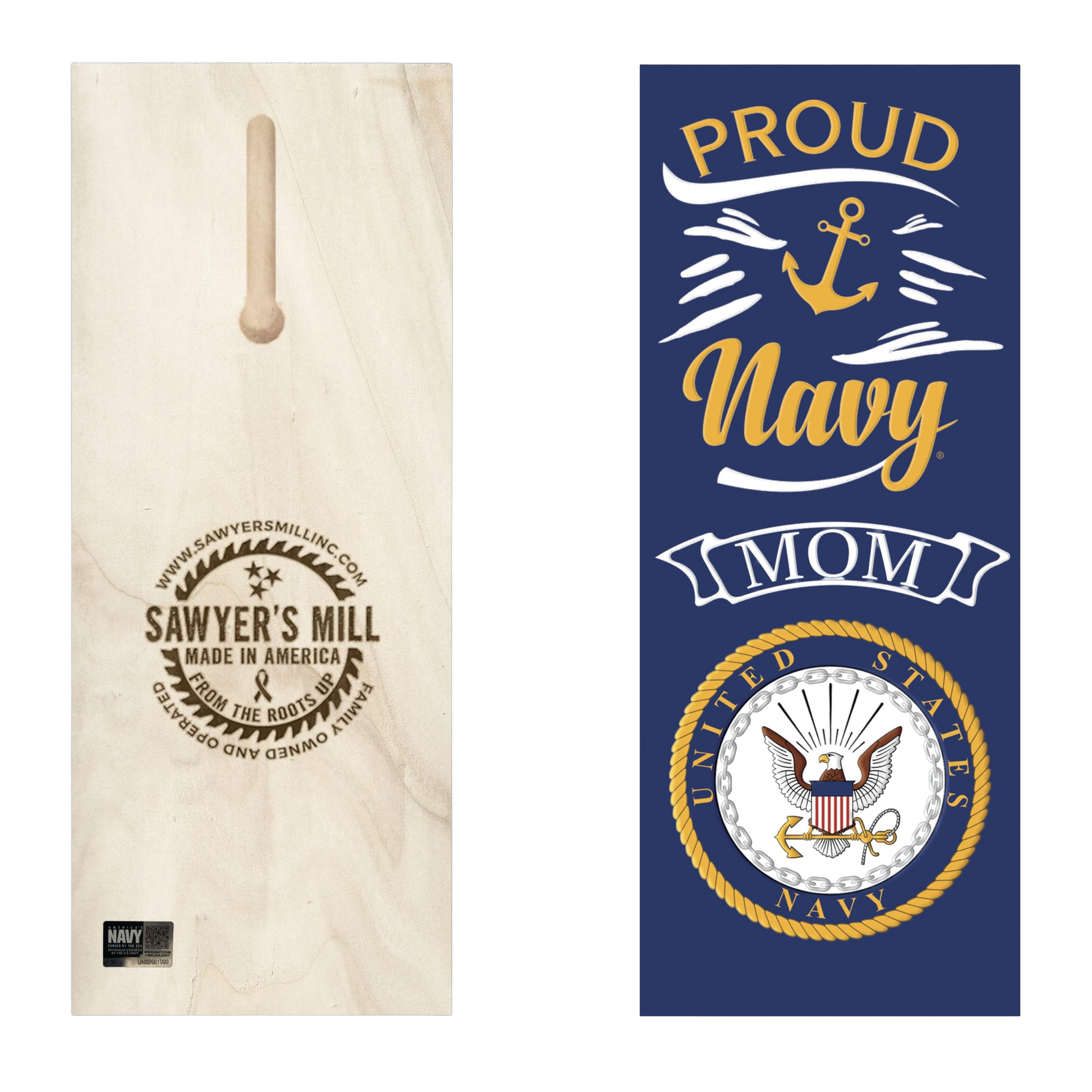 Proud Navy Mom - Officially Licensed - Emboss Printed 4x8 Real Wood Sign