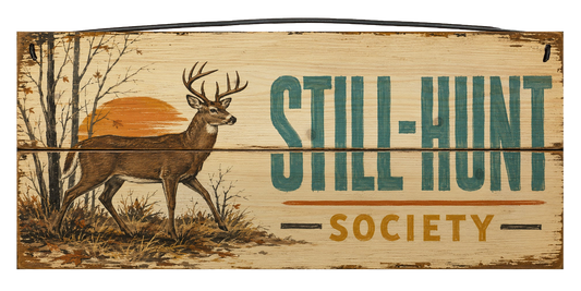 Still Hunt Society 7 x 16 Wood Sign – Rustic Deer Hunting Decor