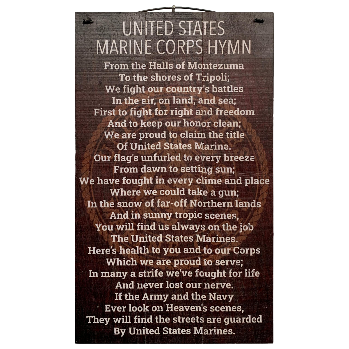U.S. Marine Corps Hymn Licensed Wood Sign, 7×12