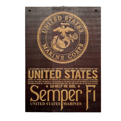 USMC Oath and Semper Fi Licensed Wood Sign, 7×10