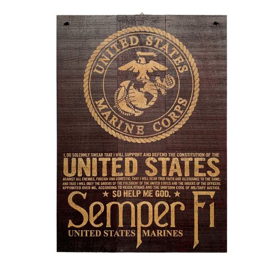 USMC Oath and Semper Fi Licensed Wood Sign, 7×10