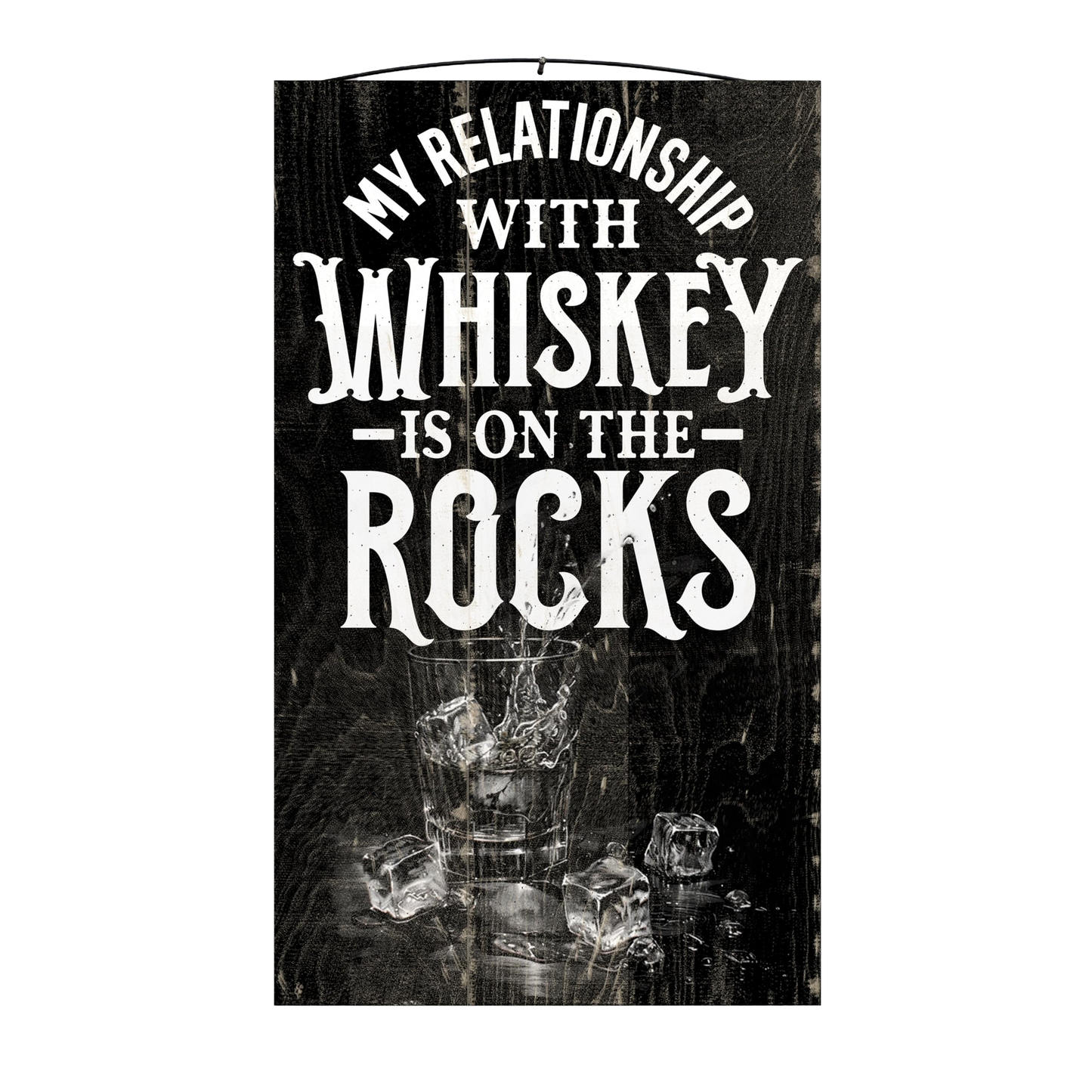 Whiskey on the Rocks Wood Sign, 7×12