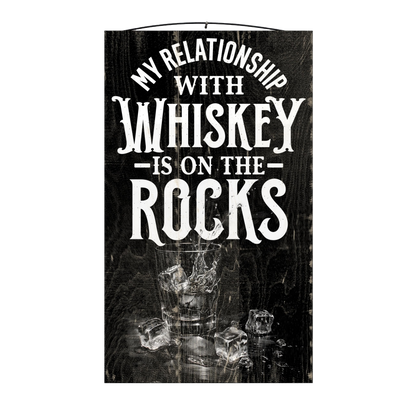 Whiskey on the Rocks Wood Sign, 7×12