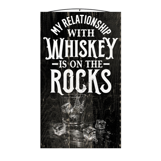 Whiskey on the Rocks Wood Sign, 7×12