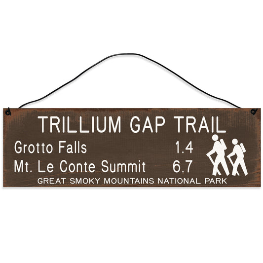 Sawyer's Mill - Trillium Gap Trail Marker. Wood Sign for Home or Office. Measures 3x10 inches.