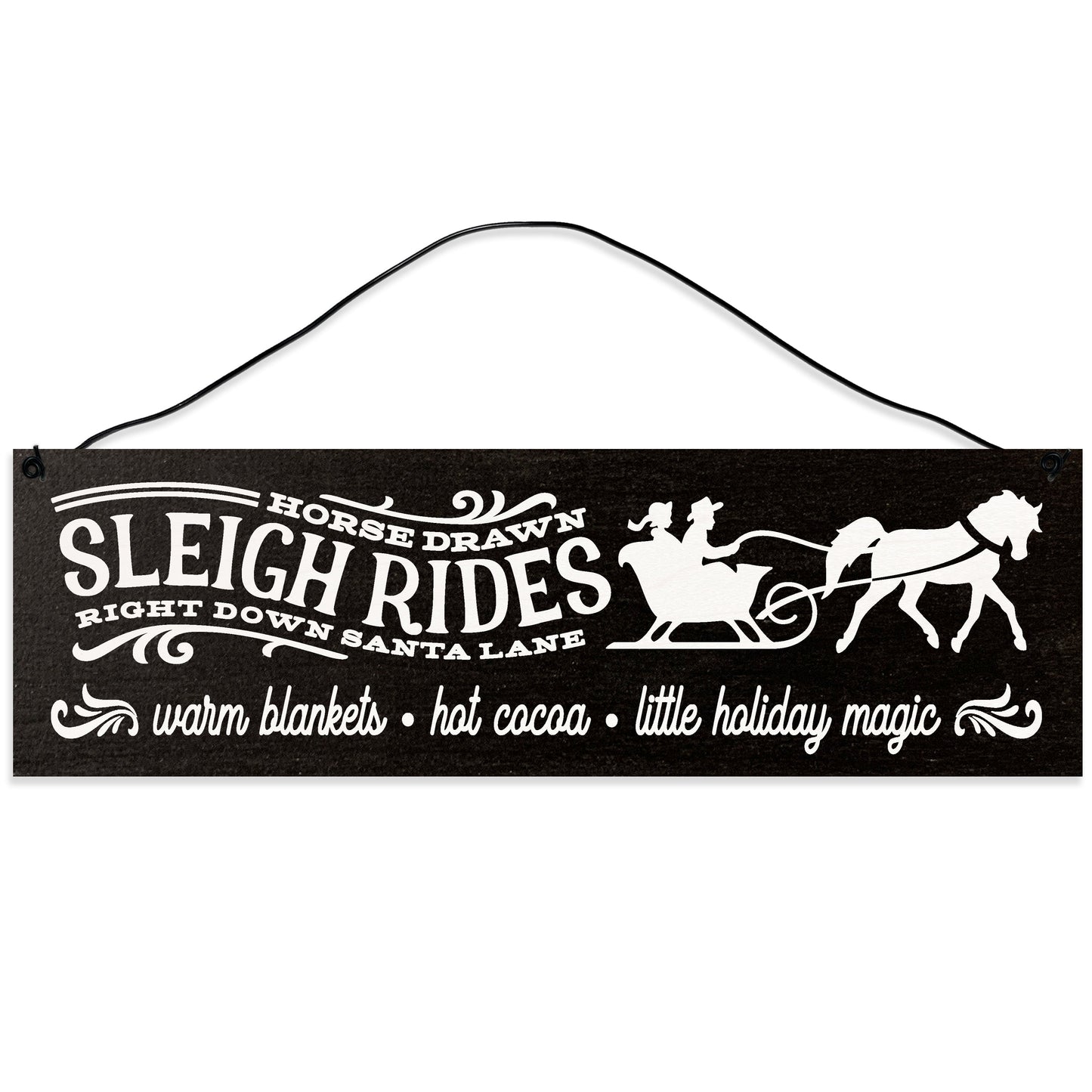 Sawyer's Mill - Horse Drawn Sleigh Rides. Wood Sign for Home or Office. Measures 3x10 inches.