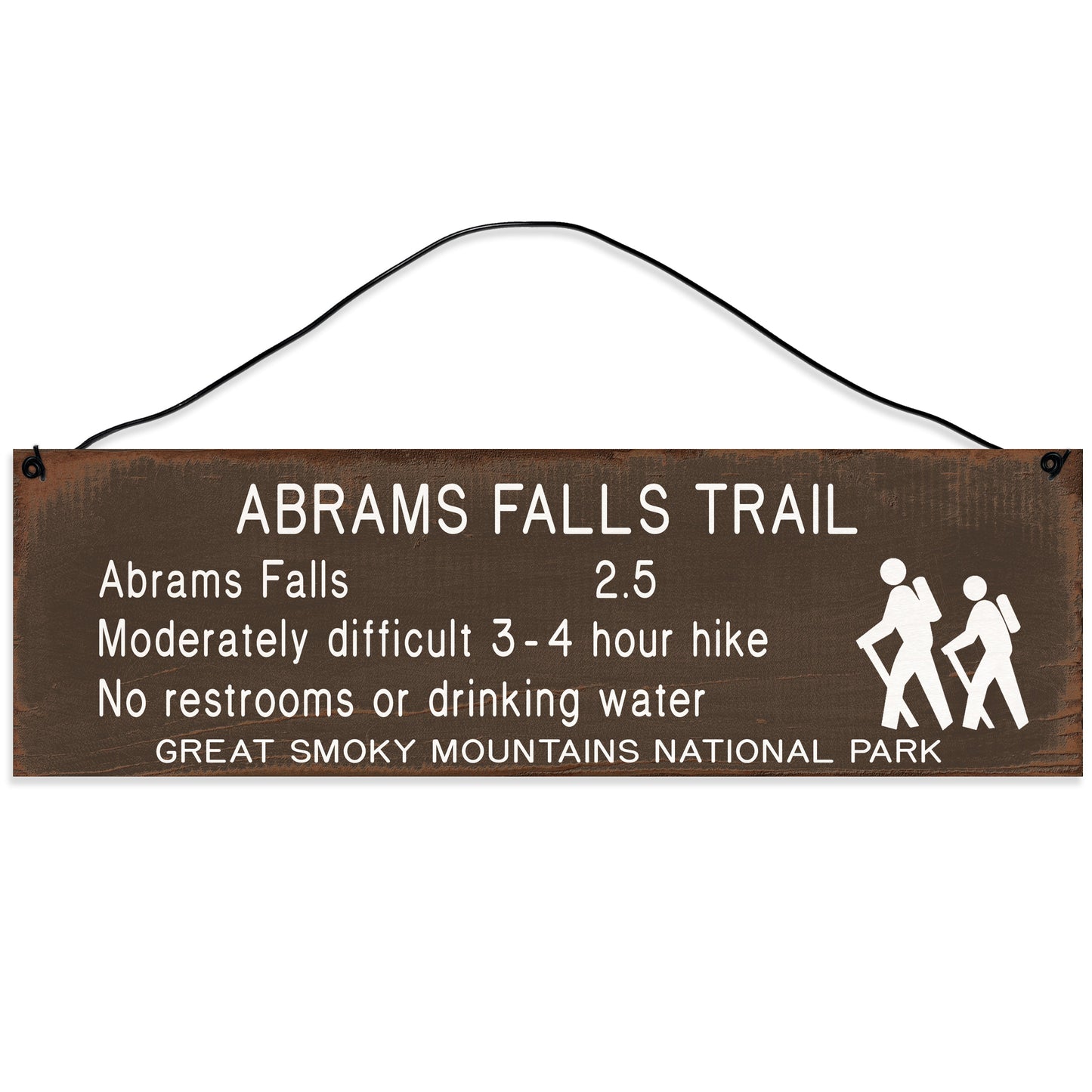Sawyer's Mill - Abrams Falls Trail Marker Wood Sign for Home or Office. Measures 3x10 inches.