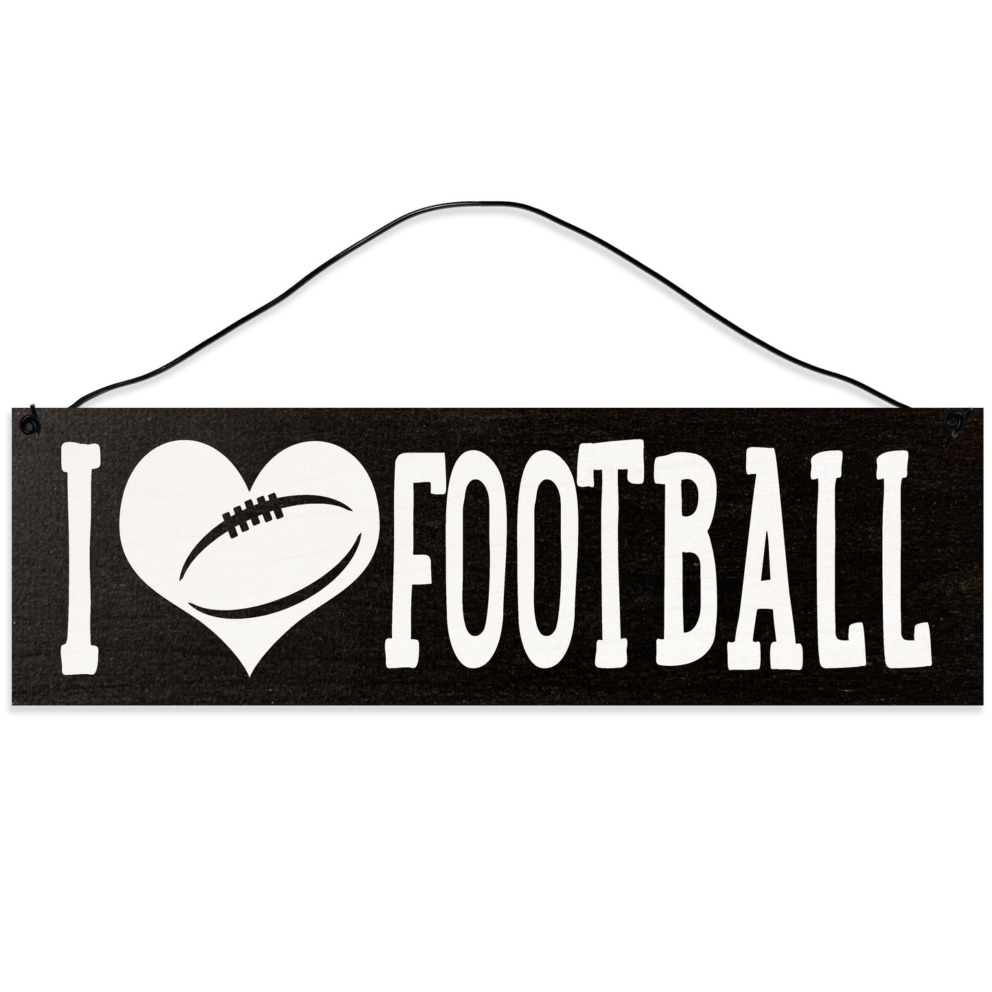 Sawyer's Mill - I Love Football. Wood Sign for Home or Office. Measures 3x10 inches.
