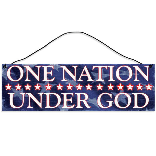 Sawyer's Mill - One Nation Under God. Wood Sign for Home or Office. Measures 3x10 inches.